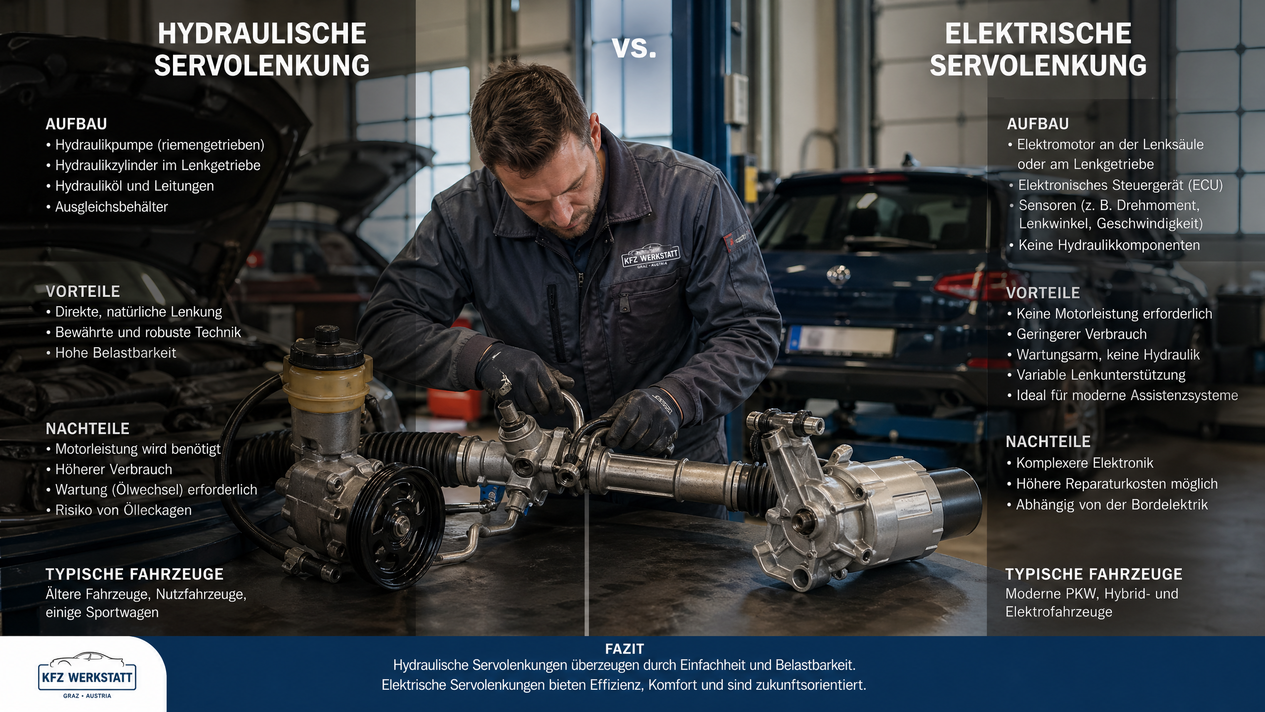 Servolenkung: Hydraulisch vs. elektrisch